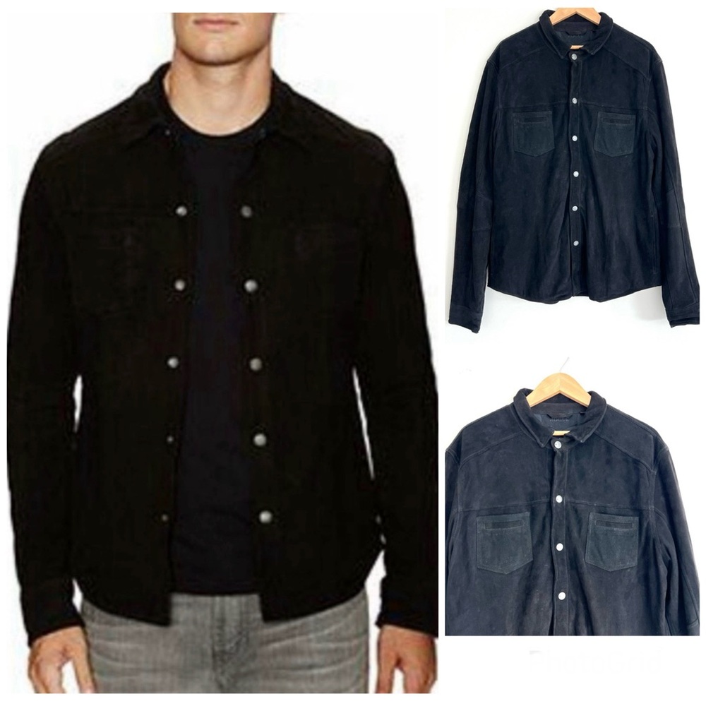ROGUE Black Genuine Suede Leather Snap Closure Long Sleeve Shirt Jacket Sz XL